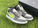 Authentic Air Jordan 1 Mid Gunsmoke/VOLT-NEUTRAL GREY GS