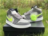 Authentic Air Jordan 1 Mid Gunsmoke/VOLT-NEUTRAL GREY GS