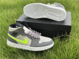 Authentic Air Jordan 1 Mid Gunsmoke/VOLT-NEUTRAL GREY GS