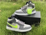 Authentic Air Jordan 1 Mid Gunsmoke/VOLT-NEUTRAL GREY GS