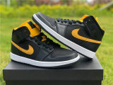 Authentic Air Jordan 1 Mid Black/Yellow GS