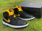 Authentic Air Jordan 1 Mid Black/Yellow GS