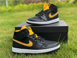 Authentic Air Jordan 1 Mid Black/Yellow GS