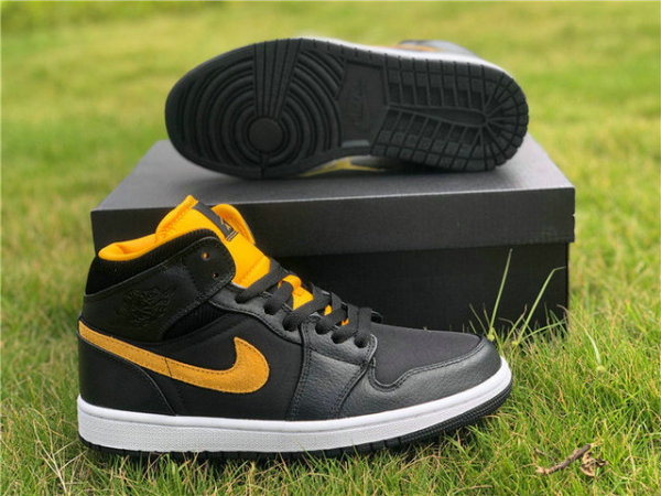 Authentic Air Jordan 1 Mid Black/Yellow GS