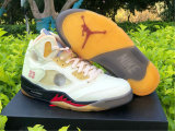 Authentic Off-White x Air Jordan 5 “Sail” (Fire Red-Muslin-Black)