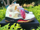 Authentic Off-White x Air Jordan 5 “Sail” (Fire Red-Muslin-Black)