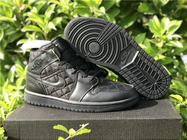 Authentic Air Jordan 1 Mid “Black Quilted”