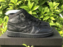 Authentic Air Jordan 1 Mid “Black Quilted” GS