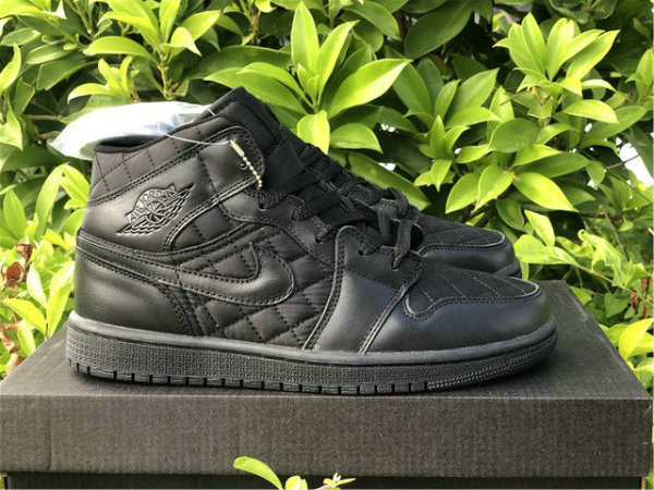 Authentic Air Jordan 1 Mid “Black Quilted” GS
