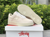 Authentic Stussy x Nike Air Force 1 Low Fossil Stone GS