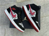 Authentic Air Jordan 1 Mid Black/Red -White Noir
