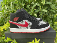 Authentic Air Jordan 1 Mid Black/Red -White Noir GS