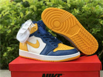 Authentic Air Jordan 1 Mid White/Yellow/Blue GS