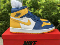 Authentic Air Jordan 1 Mid White/Yellow/Blue