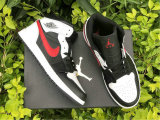 Authentic Air Jordan 1 Mid White/Black/Red GS