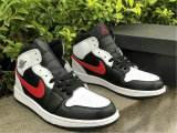 Authentic Air Jordan 1 Mid White/Black/Red GS