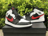 Authentic Air Jordan 1 Mid White/Black/Red GS