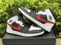Authentic Air Jordan 1 Mid White/Black/Red GS