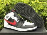 Authentic Air Jordan 1 Mid White/Black/Red GS