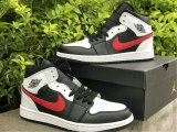 Authentic Air Jordan 1 Mid White/Black/Red GS