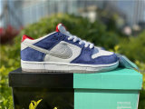 Authentic Nike SB Dunk Low Deep Royal Blue/Metallic Silver-University Red