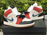 Authentic Air Jordan 1 Mid GS Black/White/Red/Metallic Gold hardware