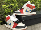Authentic Air Jordan 1 Mid GS Black/White/Red/Metallic Gold hardware