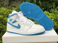 Authentic Air Jordan 1 Mid White/DK Powdr Blue