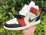 Authentic Air Jordan 1 Mid GS Black/White/Red/Metallic Gold hardware