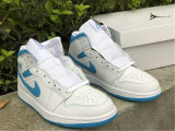 Authentic Air Jordan 1 Mid GS White/DK Powdr Blue