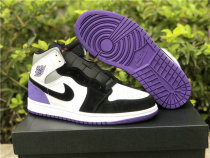 Authentic Air Jordan 1 Mid GS Black/Purple/White/Grey Authentic Air Jordan 1 Mid GS Black/Purple/White/Grey