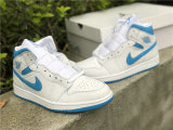 Authentic Air Jordan 1 Mid GS White/DK Powdr Blue