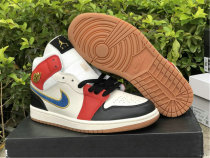 Authentic Air Jordan 1 Mid GS Black/White/Red/Metallic Gold hardware