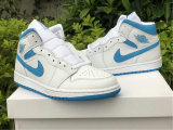 Authentic Air Jordan 1 Mid GS White/DK Powdr Blue