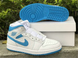 Authentic Air Jordan 1 Mid GS White/DK Powdr Blue