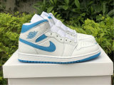 Authentic Air Jordan 1 Mid GS White/DK Powdr Blue