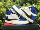 Authentic Travis Scott x Fragment x Air Jordan 1 High OG SP “Military Blue” GS