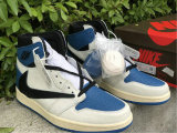 Authentic Travis Scott x Fragment x Air Jordan 1 High OG SP “Military Blue” GS