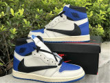 Authentic Travis Scott x Fragment x Air Jordan 1 High OG SP “Military Blue” GS