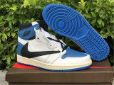 Authentic Travis Scott x Fragment x Air Jordan 1 High OG SP “Military Blue” GS