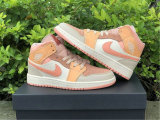 Authentic Air Jordan 1 Mid GS Atomic Orange/Apricot Agate-Terra Blush