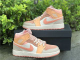Authentic Air Jordan 1 Mid GS Atomic Orange/Apricot Agate-Terra Blush