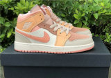 Authentic Air Jordan 1 Mid GS Atomic Orange/Apricot Agate-Terra Blush