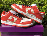 Authentic Supreme x Nike SB Dunk Low White/Metallic Gold-Red