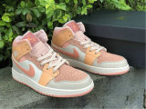 Authentic Air Jordan 1 Mid GS Atomic Orange/Apricot Agate-Terra Blush