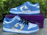 Authentic Supreme x Nike SB Dunk Low White/Metallic Gold-Blue (women)