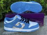 Authentic Supreme x Nike SB Dunk Low White/Metallic Gold-Blue (women)