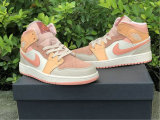 Authentic Air Jordan 1 Mid GS Atomic Orange/Apricot Agate-Terra Blush