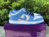 Authentic Supreme x Nike SB Dunk Low White/Metallic Gold-Blue (women)