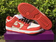 Authentic Supreme x Nike SB Dunk Low White/Metallic Gold-Red